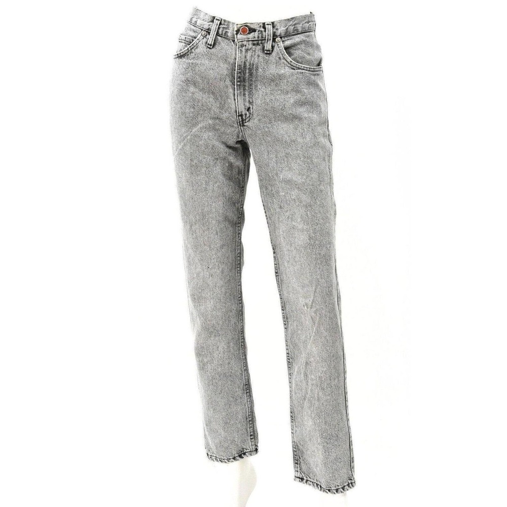 80s Vintage Jeans Black Acid Wash High Waist Straight Leg Womens 10 Brittania